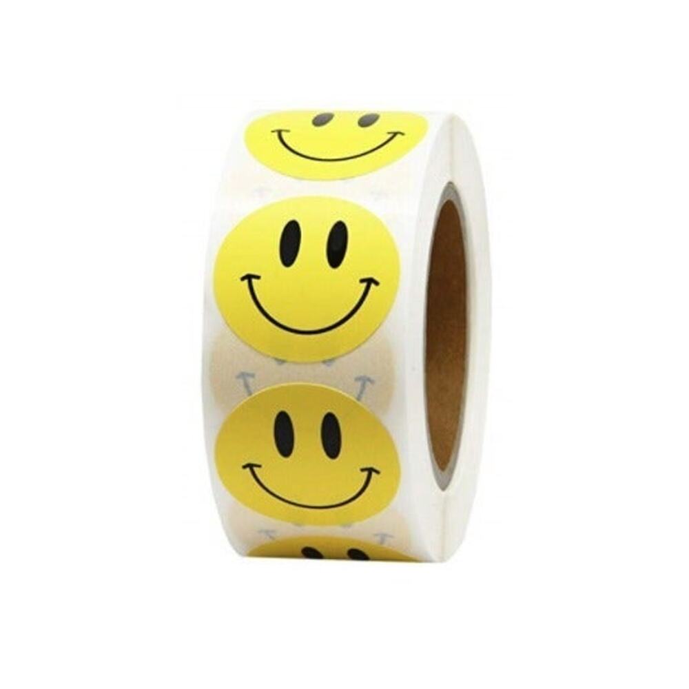 1 INCHES 2 Rolls 1000 pcs count Smiley Face Emoji Thank You Label Stickers